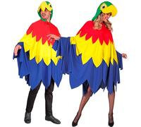 Widmann - Costume da Pappagallo per adulti, Poncho con Cappuccio, Uccello, costu