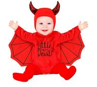 W WIDMANN MILANO Party Fashion - Costume per neonati pipistrello o diavolo, tuta in peluche con cappuccio, travestimento per bambini Halloween, Carnevale