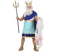 W WIDMANN MILANO Party Fashion - Costume da Poseidone, tunica, cintura con nastro, corona, Acquario, dio greco, festa a tema, carnevale