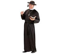 W WIDMANN MILANO Party Fashion - Costume da prete, composto da veste nera con cintura, per carnevale e feste a tema