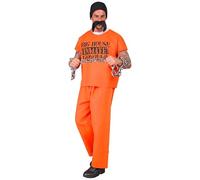W WIDMANN MILANO Party Fashion - Costume prigioniero, T-shirt, pantaloni, berretto, baffi, prigioniero, detenuto