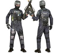 W WIDMANN MILANO Party Fashion - Costume SWAT per bambini, set con maschera, outfit completo per Halloween e Carnevale