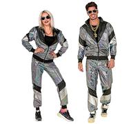 W WIDMANN MILANO Party Fashion - costume tuta anni '80, disco ball, tuta da jogging, stile retrò, outfit di cattivo gusto