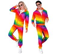 W WIDMANN MILANO Party Fashion - Costume tuta, colori arcobaleno, CSD, LGBTQ Pride, tuta da jogging, costumi in maschera