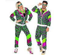 W WIDMANN MILANO Party Fashion – Tuta da ginnastica anni '80 stampa animalier fluorescente Taglia S