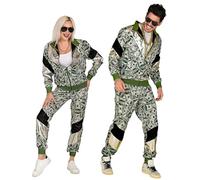 W WIDMANN MILANO Party Fashion - Costume tuta, Euro/Dollar Party Fashion, banconote, tuta denaro, casinò, completo anni '80, tuta da jogging, completo cattivo gusto, costumi in maschera