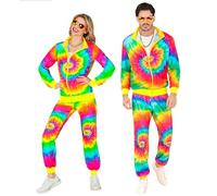 W WIDMANN MILANO Party Fashion - costume tuta, festa hippie psichedelica al neon, completo anni '80, tuta da jogging, completo cattivo gusto, costumi in maschera