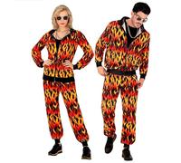 W WIDMANN MILANO Party Fashion - costume tuta in fiamme, tuta in fiamme, inferno, outfit anni '80, tuta da jogging, outfit cattivo gusto, Halloween