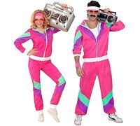 W WIDMANN MILANO Party Fashion - costume tuta, rosa, completo anni '80, tuta da jogging, costume cattivo gusto, costumi in maschera