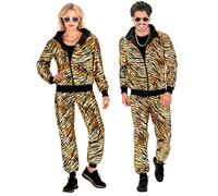 W WIDMANN MILANO Party Fashion - costume tuta, stampa animalier, completo anni '80, tuta da jogging, completo cattivo gusto, costumi in maschera
