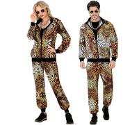 W WIDMANN MILANO Party Fashion - costume tuta, stampa animalier, completo anni '80, tuta da jogging, completo cattivo gusto, costumi in maschera