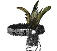 W WIDMANN MILANO Party Fashion - Fascia con paillettes e piume, cerchietto anni '20, Charleston, accessorio