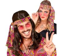 WIDMANN MILANO PARTY FASHION - Fascia per capelli anni '60 e '70, fascia per capelli, hippie, flower power, accessorio, carnevale