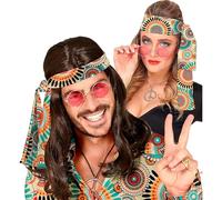 WIDMANN MILANO PARTY FASHION - Fascia per capelli anni '60 e '70, fascia per capelli, hippie, flower power, accessorio, carnevale