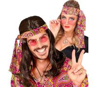 WIDMANN MILANO PARTY FASHION - Fascia per capelli anni '60 e '70, fascia per capelli, hippie, flower power, accessorio, carnevale