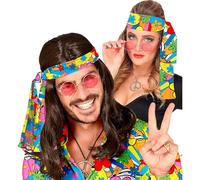 WIDMANN MILANO PARTY FASHION - Fascia per capelli anni '60 e '70, fascia per capelli, hippie, flower power, accessorio, carnevale