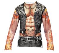 W WIDMANN MILANO Party Fashion - Costume Biker / Rocker, T-shirt stampata a sublimazione, membro di una gang, carnevale