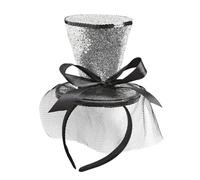 W WIDMANN MILANO Party Fashion - Fascia per capelli mini top hat glitter, con fiocco e velo, cappello, accessorio, carnevale