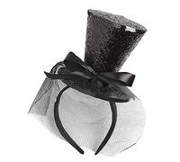 W WIDMANN MILANO Party Fashion - Fascia per capelli mini top hat glitter, con fiocco e velo, cappello, accessorio, carnevale