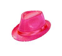 W WIDMANN MILANO Party Fashion, Fedora rosa fluorescente, stile audace, glitter scintillanti, versatile per tutte le occasioni, qualità di lunga durata, accessorio indispensabile per brillare