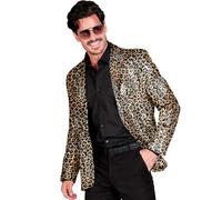 W WIDMANN MILANO Party Fashion - Party Fashion giacca con paillettes da uomo, Disco Fever, giacca da abito, stampa animalier