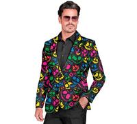 W WIDMANN MILANO Party Fashion - Giacca da uomo, effetto fluorescente | Giacca da completo con effetto luminoso sotto la luce UV, per Halloween, feste a tema, Carnevale