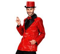 W WIDMANN MILANO Party Fashion - Giacca di paillettes Showtime, collo di velluto, blazer, showman, carnevale, festa a tema