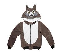W WIDMANN MILANO Party Fashion, maglione con cappuccio grigio e marrone, comfort ottimale, design accattivante a forma di lupo, versatile per tutte le occasioni, facile da pulire, adatto taglia S/M