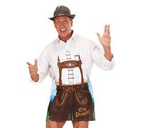 Widmann 9438M - Grembiule bavarese, con stampa di lederhosen, festa della birra, festa popolare, barbecue, festa estiva, carnevale, festa a tema