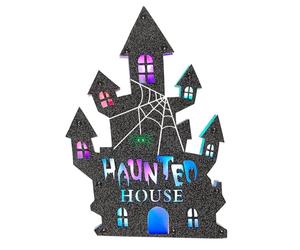 W WIDMANN MILANO Party Fashion Haunted House Wall Decoration with 14 BLIINKING LED LUCI Multicolor 35 x 24 cm (2 batterie AA Non Incluse)
