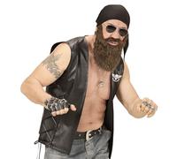 W WIDMANN MILANO Party Fashion, Kit accessori biker, bandana, barba finta, versatile, comodo, dimensioni pratiche, qualità durevole, perfetto per i tuoi travestimenti!