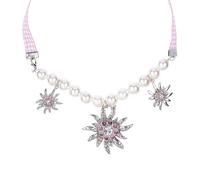 W WIDMANN MILANO Party Fashion Ladies Pink Bavarian Edelweiss Necklace Fancy Dress Accessory