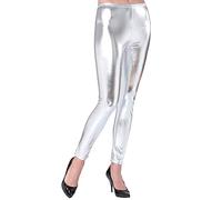 Widmann - Leggings glitterati da donna, Leggings metallizzati, Carnevale, Mottoparty, Festa del cattivo gusto
