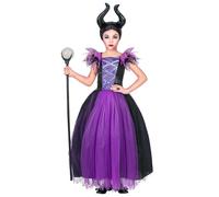 COSTUME VESTITO ABITO TRAVESTIMENTO CARNEVALE HALLOWEEN COSPLAY BAMBINA MALEFICA