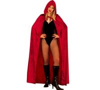 MANTELLO CON CAPPUCCIO IN VELLUTO ACCESSORI TRAVESTIMENTO CARNEVALE HALLOWEEN