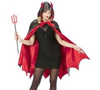 W WIDMANN MILANO Party Fashion - Mantello da diavolo con cappuccio | in rosso e nero con corna da diavolo, mantello in raso per Halloween, Carnevale e feste a tema
