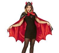 W WIDMANN MILANO Party Fashion - Mantello da diavolo con cappuccio | in rosso e nero con corna da diavolo, mantello in raso per Halloween, Carnevale e feste a tema