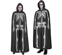 W WIDMANN MILANO Party Fashion - Mantello da scheletro con cappuccio per adulti, 150 cm, costume per Halloween
