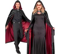 W WIDMANN MILANO Party Fashion - Mantello di velluto per adulti, 140 cm, nero-rosso, accessorio per costumi da vampiro e diavolo