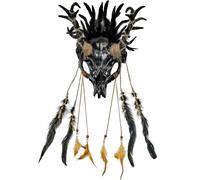 W WIDMANN MILANO Party Fashion - Maschera da sciamano con teschio di toro, corna di cervo e piume, accessorio per carnevale e Halloween