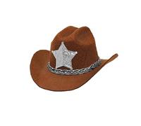 WIDMANN 68571 - Mini Cappello Da Cowboy In Feltro, Adulto Unisex, Con Stella Sceriffo, Far West, Americani, Carnevale, Feste A Tema, Taglia Unica, Colore Marrone