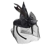 W WIDMANN MILANO Party Fashion 9369S - Mini cappello da strega con piume e velo, per feste a tema, carnevale e Halloween, nero