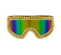 W WIDMANN MILANO Party Fashion - Occhiali da sci a specchio con borchie e strass, accessorio di carnevale, occhiali divertenti per feste après-ski, festival