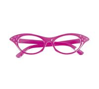 WIDMANN 96673 - Occhiali Anni '50 con Strass, Adulto Donna, College, Rock'N'Roll, Carnevale, Feste A Tema, Colore Rosa