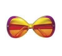 WIDMANN 67142 - Occhiali Sugar Babe Adulto Unisex, Anni '60, Anni '70, Hippie, Disco, Gogo Girls, Papponi, Carnevale, Montatura di Colore Rosa-Giallo