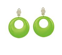 WIDMANN 05840 - Paio di Orecchini Adulto Donna, Anni '80, Discoteca, Neon, Carnevale, Feste A Tema, Colore Verde Fluorescente