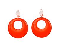 WIDMANN 05841 - Paio di Orecchini Adulto Donna, Anni '80, Discoteca, Neon, Carnevale, Feste A Tema, Colore Arancione Fluorescente