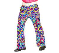 W WIDMANN MILANO Party Fashion - Pantaloni da uomo anni '70, pantaloni svasati, flower power, disco style, costumi in maschera