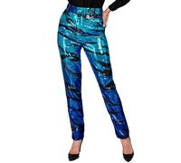 W WIDMANN MILANO Party Fashion - Pantaloni moda party in paillettes da donna, Disco Fever, pantaloni da donna, stampa animalier