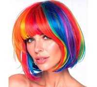 W WIDMANN MILANO Parrucca Party Fashion – Arcobaleno con frangia, per Pride e carnevale
